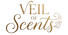 Logo of 'Veil of Scents' with decorative text on a white background