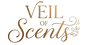 Logo of 'Veil of Scents' with decorative text on a white background